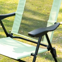 Outsunny Folding Garden Chairs Set of 2, 5-Position Recliner Camping Chair with High Back, All Weather Texteline Seat, Portable Outdoor Dining Chairs with Headrests for Patio, Picnic, Green(m-9)