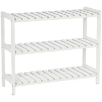 HOMCOM Zapatero de Madera de 3 Niveles Zapatero Recibidor para 9 Pares de Zapatos para Entrada Pasillo 70x26x57,5 cm Blanco(m-1)