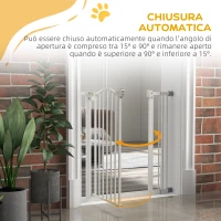 PawHut Cancelletto per Cani Estensibile con 2 Blocchi e Chiusura Automatica, in Metallo e Plastica, 74-87x78 cm, Bianco(m-4)