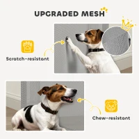 PawHut Retractable Dog Gate, Extends to 140 cm Wide & 93 cm Tall, Mesh Pet Gate with Single Hand Operation, for Stairs Doorways(m-6)