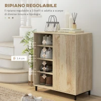 HOMCOM Mobile Scarpiera a 4 Livelli in Truciolato e Acciaio con Ripiani Regolabili, max 12 Paia 80x40x93 cm(m-5)