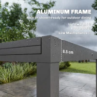 Outsunny Extending Garden Table for 6-10, Aluminium Outdoor Dining Table with Tempered Glass Top, Grey(m-5)