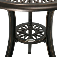 Outsunny Ensemble Salon de Jardin 2 Places 2 chaises + Table Ronde style charme rétro en fonte d'aluminium, bronze(m-8)