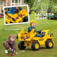 AIYAPLAY Camion Giocattolo Licenza Caterpillar con Telecomando, Fari, Secchio e Pala, 110x70.5x61.5 cm, Giallo(m-5)