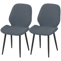HOMCOM Set 2 Scaune de Luat Masa cu Spătar Curbat, în Material Textil de Tip In, Spumă și Oțel, 46x56x86 cm, Gri și Negru(m-12)