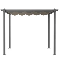 Outsunny 3 x 4m Aluminium Pergola, with Retractable Roof - Khaki(m-13)