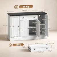 HOMCOM Bufet pentru Living cu Stație de Încărcare, Mobilier de Depozitare cu 4 Uși, Sertar, Rafturi Reglabile, Alb și Negru(m-3)