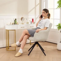 HOMCOM Drehbarer Akzentstuhl, Polsterstuhl mit Stoffbezug, Armlehnen, Stahlbeine, für Wohnzimmer, Schlafzimmer, Büro, Beige(m-2)