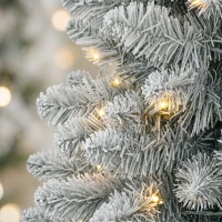 HOMCOM Prelit Snowy Flocked Artificial Christmas Tree Set of 3, Slim Xmas Tree with PVC Tips, 3FT+4FT+5FT(m-11)
