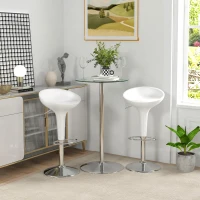 HOMCOM Masă Înaltă de Bar Modernă Rotundă cu Bază din Oțel și Blat din Sticlă, Ø70x102cm, Transparentă(m-10)