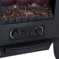 HOMCOM Camino da Terra Elettrico Potenza 1000W / 2000W con Effetto Fiamma Luminosità Regolabile, Caminetto Elettrico con Temperatura Regolabile e Protezione Anti Surriscaldamento, 39x23x56.5cm, Nero(m-8)