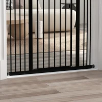 PawHut Puerta para Perros con Ancho Ajustable 76-104 cm Barrera de Seguridad para Perros con 2 Extensiones Negro(m-9)