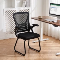 HOMCOM Office Chair, Ergonomic Desk Chair No Wheels with Mesh Backrest and Steel Legs for Home Conference Room, Black(m-14)