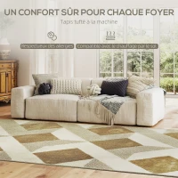 HOMCOM Tapis salon 230 x 160 cm poils courts lavable en machine hypoallergénique pour salon, chambre à coucher, bureau, jaune(m-4)