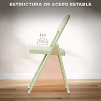 HOMCOM Juego de 4 Sillas Plegables Tapizadas en Terciopelo Estructura de Acero con Respaldo para Espacios Pequeños Verde(m-7)