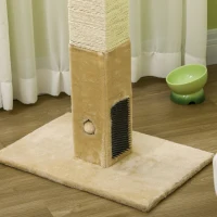 PawHut Poste Rascador para Gatos 79 cm Arañador para Gatos con Bola Colgante Poste de Yute 59,5x39x79 cm Beige y Crema(m-8)