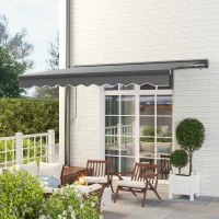 Outsunny Klemmmarkise mit Handkurbel höhenverstellbar Gelenkarmmarkise 250 cm breit UPF 50+ Grau(m-9)