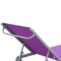 Outsunny Bain de Soleil transat - Chaise Longue - Design Contemporain - Dossier inclinable Multi-Positions - métal époxy textilène Mauve - dim. 170 x 58 x 97 cm(m-9)
