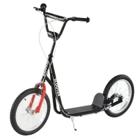 HOMCOM Kick Scooters for Kids with Adjustable Height, Anti-Slip Deck, Dual Brakes, Rubber Tyres, for Boys and Girls Aged 5+ Years Old - Black(m-10)
