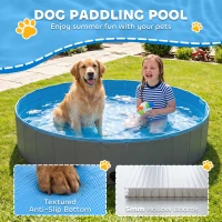 PawHut Foldable Dog Pool for Puppies and Ducks Dog Paddling Pool Bath Tub, Dark Grey, 140 x 30cm(m-4)