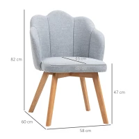 HOMCOM Set de 2 Sillas de Comedor Tapizada en Lino Sintético con Asiento y Respaldo Acolchados Carga 120 kg 58x60x82 cm Gris(m-3)