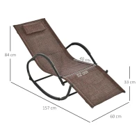 Outsunny Tumbona Mecedora de Exterior con Reposabrazos Reposacabezas y Efecto de Ratán para Jardín Terraza Patio Carga Máx. 160 kg 157x60x84 cm Marrón(m-3)