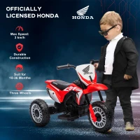 HOMCOM 6V Kids Motorbike, Three-Wheel Kids Electric Motorbike with Horn, Startup Sound for Ages 18-36 Months - Red(m-4)
