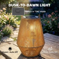 Outsunny Hanging Solar Lanterns, 2 Pack Rattan Solar Lights with Handle for Patio, Pathway, Terrace, Auto On/Off, Brown(m-5)