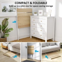 HOMCOM 70 cm Folding Computer Desk with Monitor Shelf - Natural Wood Finish(m-4)