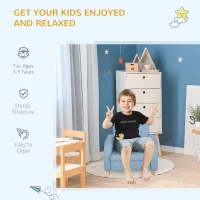 HOMCOM Children's Armchairs Toddler Chair Wood Frame Anti-Slip Legs High Back Bedroom Playroom Furniture Blue(m-6)