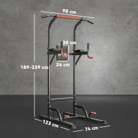 HOMCOM Power Tower Station with Dip Stand, Pull Up Bar Home Office Gym Training Workout Equipment(m-3)