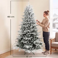 HOMCOM Árvore de Natal com neve artificial 180 cm com 1.920 pontas, sistema dobrável, artificial, de perfil cheio(m-3)