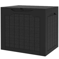 Outsunny Baúl de Almacenaje Exterior de Polipropileno Impermeable con Asas y Soporte para Candado 56x41x50 cm Negro(m-11)