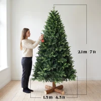 HOMCOM Artificial Christmas Tree, Hinged Xmas Tree with 3834 PE & PVC Branch Tips, 7ft, Green(m-3)
