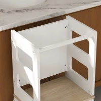 AIYAPLAY Torre Montessoriana per Bambini con Lavagna e Ringhiera, in Legno, 55x52.5x87.5 cm, Bianco e color Legno(m-9)