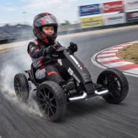 AIYAPLAY Go-Kart eléctrico para niños 12V Gokart con 2 motores, asiento ajustable en 4 posiciones, arranque suave, ruedas EVA, faros LED(m-4)