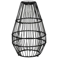 Outsunny Lampe à poser luminaire LED de jardin solaire en résine tressée imitation rotin - 34 x 34 x 56 cm noir(m-11)