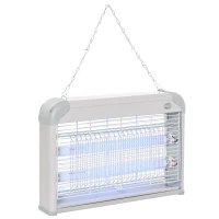 Outsunny Lampe anti-moustique, tueur d'insectes électrique UV 20W, tue-mouche électrique, efficace sur une surface de 60 m², piège à moustique pour intérieur et extérieur, gris(m-12)