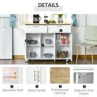 HOMCOM Kitchen Island Utility Cart, with 2 Storage Drawers & Cabinets for Dining Room, White(m-5)