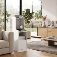HOMCOM Conjunto de 2 Mesas de Cabeceira com Estação de Carregamento, Mesas de Cabeceira Modernas com Gaveta, Prateleiras Abertas, Branco(m-5)