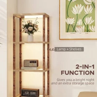 HOMCOM Four-Shelf Floor Lamp - Rustic Brown(m-4)