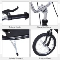 HOMCOM Stunt Scooter, Kids Scooter with 16" Big Wheels, Adjustable Height, Dual Brakes, for Ages 5+ Years, Black(m-8)