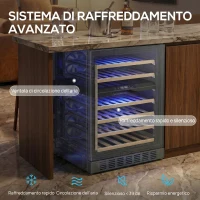 HOMCOM Cantinetta Vino Doppia Temperatura 5–18 °C 46 Bottiglie 131L con Porta in Vetro Temperato Triplo, Nero(m-5)