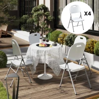 Outsunny Set of Four Foldable Outdoor Chairs - White(m-10)