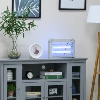 Outsunny Elettroinsetticida da Esterno e Interno, Lampada Antizanzare UV per 60m², Zanzariera Elettrica 20W, Grigio e bianco(m-10)