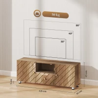 HOMCOM Meuble TV banc TV pour téléviseur jusqu'à 50 pouces avec 2 placards et compartiment ouvert et tiroir, bois naturel(m-3)