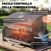Outsunny Barbecue Portatile a Carbone con Prese d'Aria, Vassoio per Cenere e Termometro, in Acciaio, 74.5x54x46 cm, Nero(m-6)