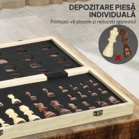SPORTNOW Tablă de Șah Pliabilă pentru Șah și Dame cu Compartimente, din Lemn și Metal, 38.5x38.5x2.8 cm, Alb și Negru(m-6)