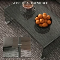 HOMCOM Table Basse en Verre, Table de Salon Rectangulaire Design Moderne avec Bords Arrondis Sûrs, Gris Clair Transparent(m-4)