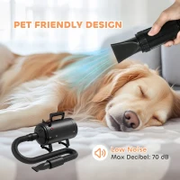 PawHut 2200W Dog Hair Dryer with Adjustable Temperature & Velocity, 3 Different Nozzles, Black(m-5)